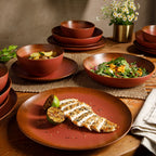 Ensemble de vaisselle Bloomhouse Palerme Soleil 16 pièces en grès à double bol avec glaçure réactive (assiettes et bols)