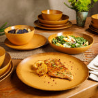 Ensemble de vaisselle Bloomhouse Palerme Soleil 16 pièces en grès à double bol avec glaçure réactive (assiettes et bols)