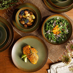 Ensemble de vaisselle Bloomhouse Palerme Soleil 16 pièces en grès à double bol avec glaçure réactive (assiettes et bols)