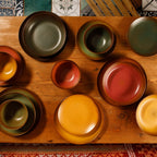 Ensemble de vaisselle Bloomhouse Palerme Soleil 16 pièces en grès à double bol avec glaçure réactive (assiettes et bols)