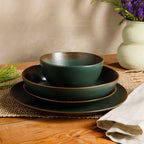 Ensemble de vaisselle Bloomhouse Palerme Soleil 16 pièces en grès à double bol avec glaçure réactive (assiettes et bols)