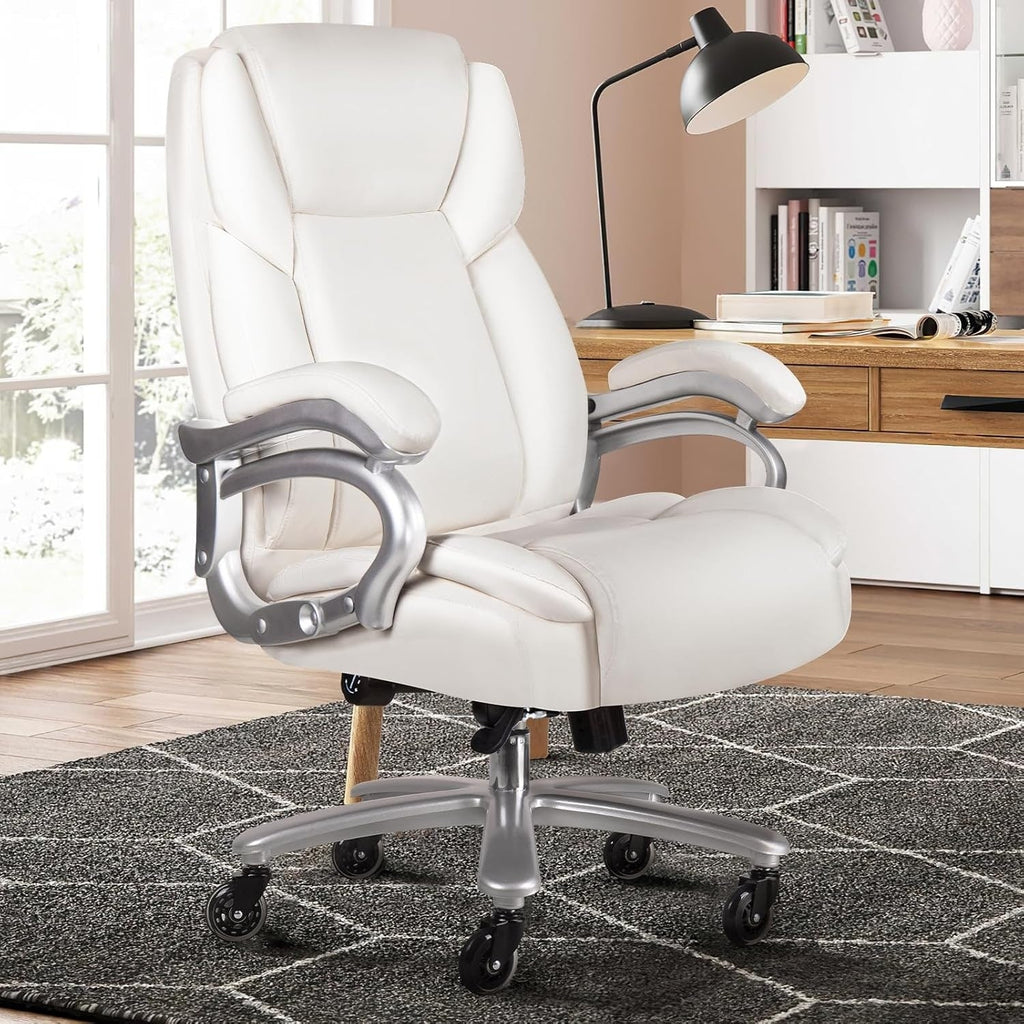 Chaise de bureau de direction Bossin grande taille et forte, 500 lb, avec support lombaire réglable, chaise ergonomique en cuir PU à dossier haut pour ordinateur