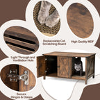 Meuble Cache Litière pour Chat, Meuble de Toilette pour Chat en Bois Dissimulé avec Poteau à Griffer