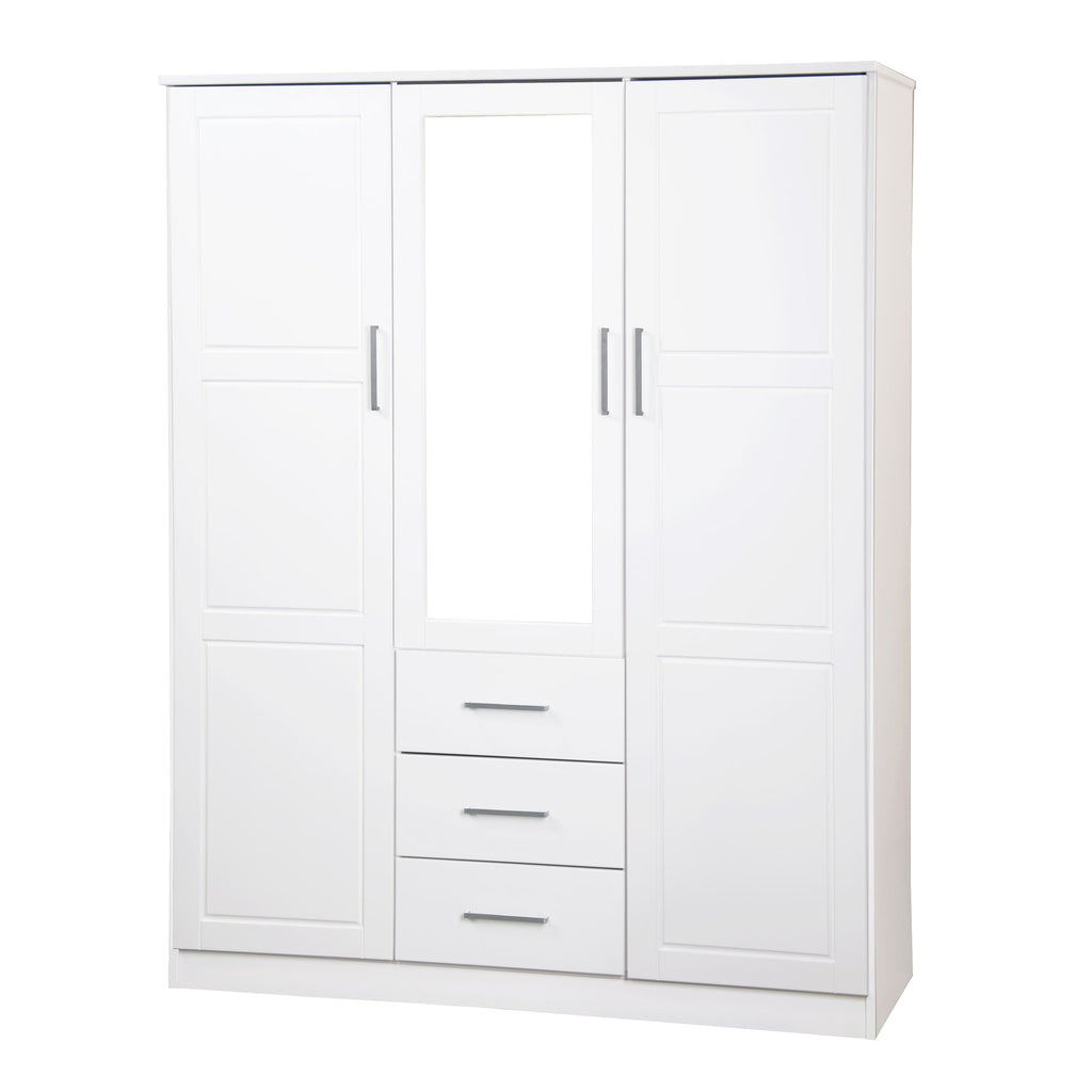 Palace Imports Armoire Cosmo 3 portes 100 % bois massif avec portes en bois massif ou portes miroir