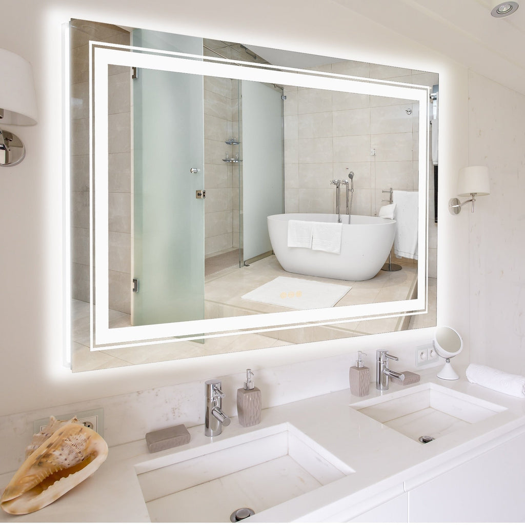 Miroir de Salle de Bain LED Extra Large Mural Anti-Buée Maquillage 3 Couleurs