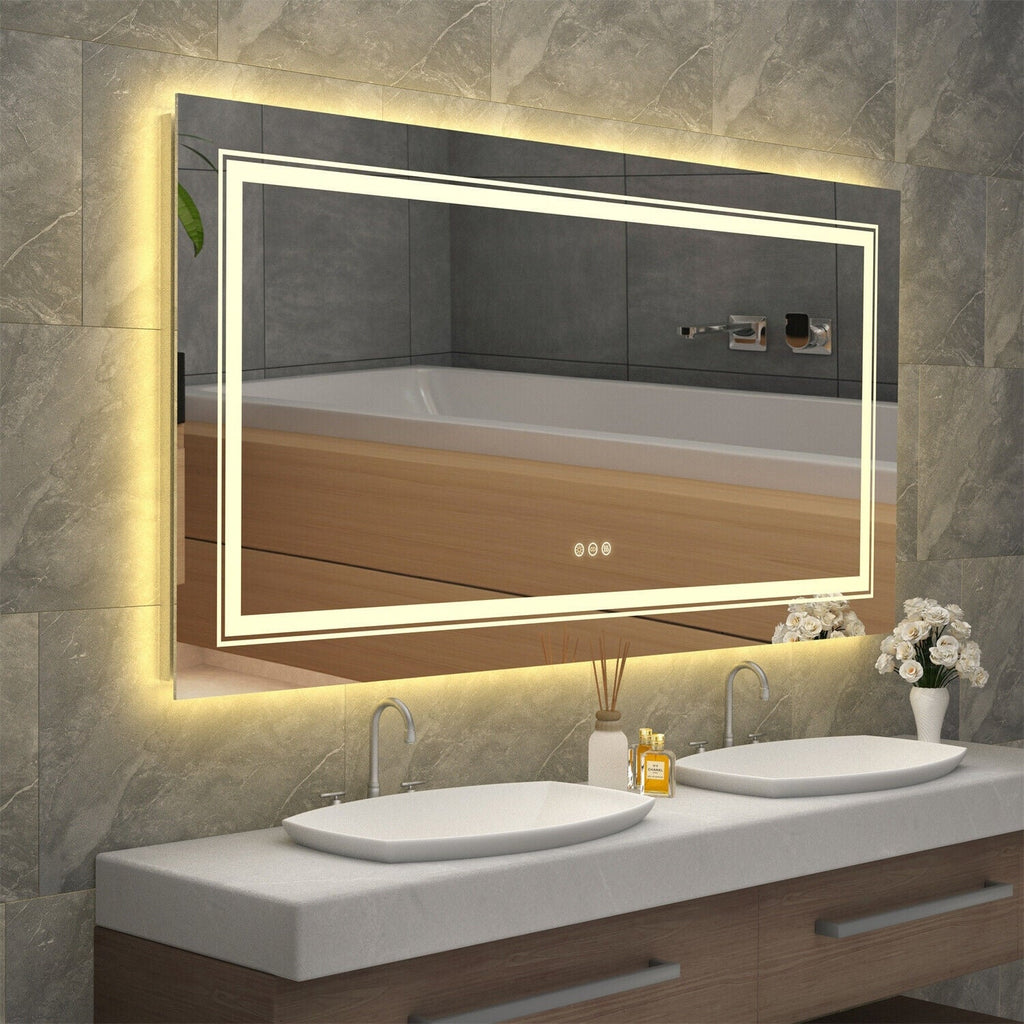 Miroir de Salle de Bain LED Extra Large Mural Anti-Buée Maquillage 3 Couleurs