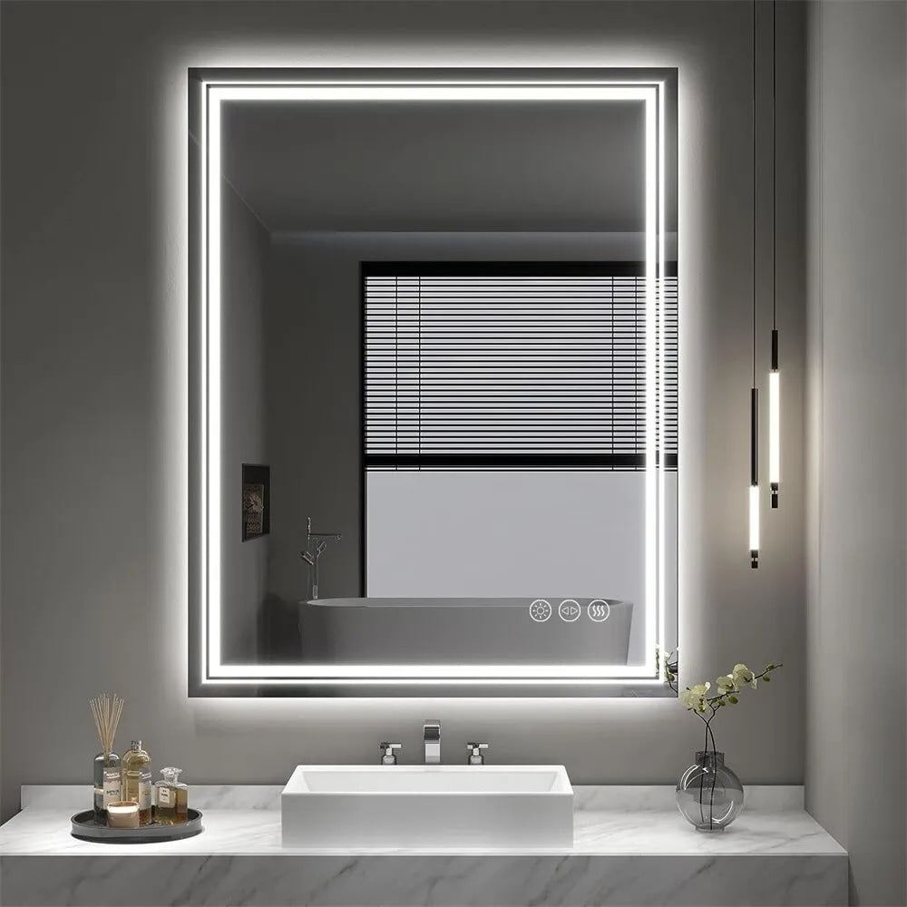 Miroir de Salle de Bain LED Extra Large Mural Anti-Buée Maquillage 3 Couleurs