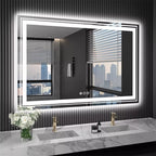 Miroir de Salle de Bain LED Extra Large Mural Anti-Buée Maquillage 3 Couleurs
