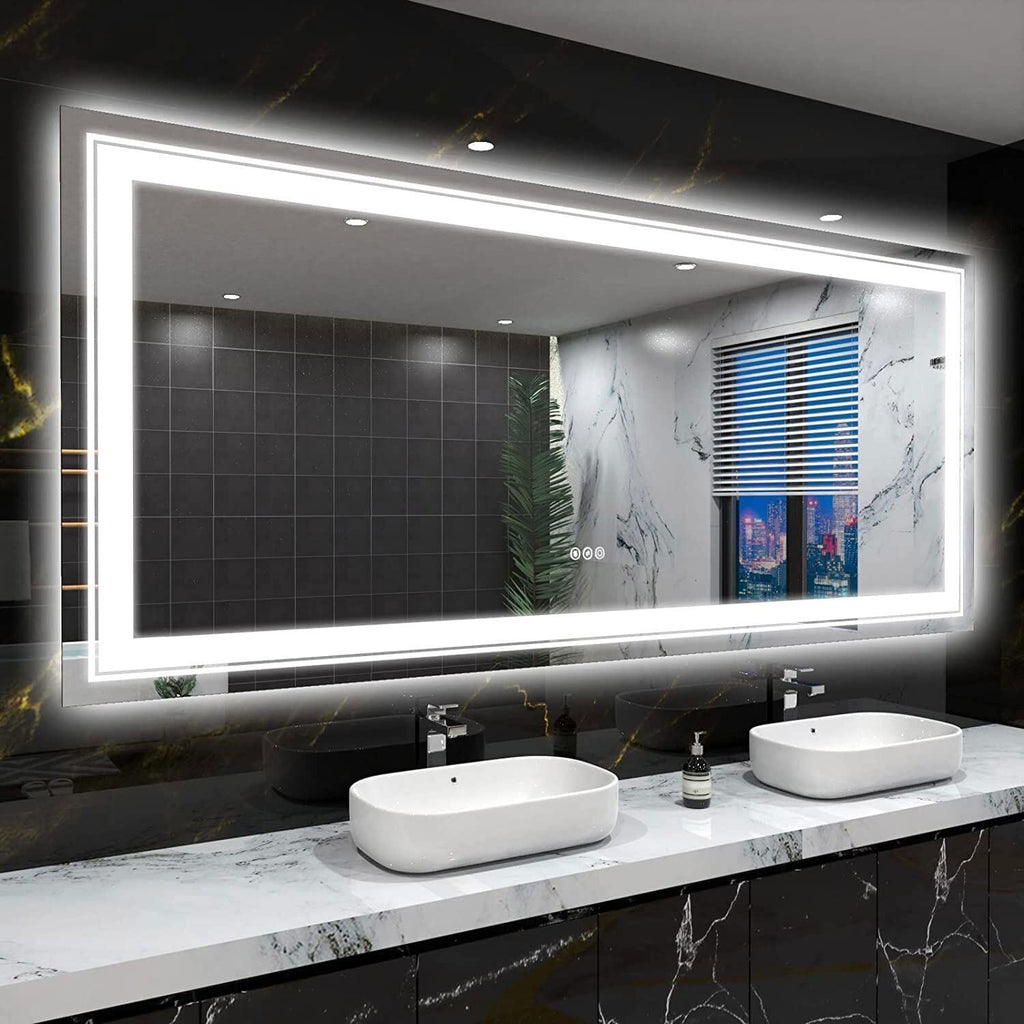 Miroir de Salle de Bain LED Extra Large Mural Anti-Buée Maquillage 3 Couleurs
