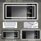 Miroir de Salle de Bain LED Extra Large Mural Anti-Buée Maquillage 3 Couleurs