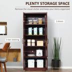 HOMCOM Garde-manger de cuisine 63 pouces à 2 portes, armoire de rangement autoportante avec 5 étagères et 2 étagères réglables pour salle à manger