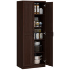 HOMCOM Garde-manger de cuisine 63 pouces à 2 portes, armoire de rangement autoportante avec 5 étagères et 2 étagères réglables pour salle à manger