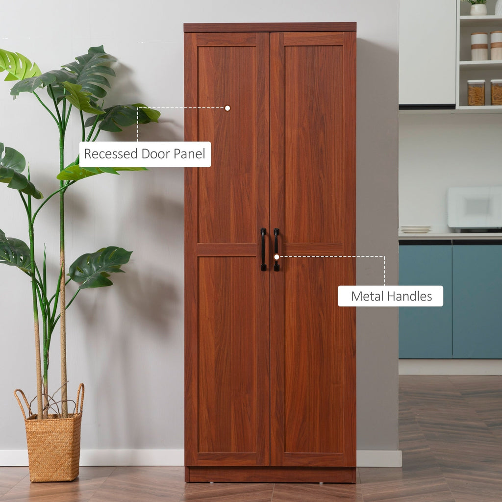 HOMCOM Garde-manger de cuisine 63 pouces à 2 portes, armoire de rangement autoportante avec 5 étagères et 2 étagères réglables pour salle à manger