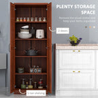 HOMCOM Garde-manger de cuisine 63 pouces à 2 portes, armoire de rangement autoportante avec 5 étagères et 2 étagères réglables pour salle à manger