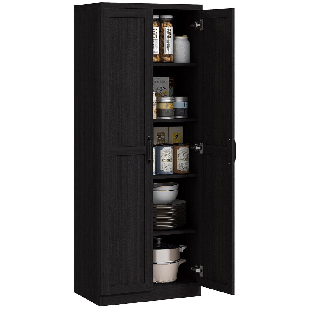 HOMCOM Garde-manger de cuisine 63 pouces à 2 portes, armoire de rangement autoportante avec 5 étagères et 2 étagères réglables pour salle à manger