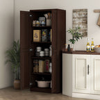HOMCOM Garde-manger de cuisine 63 pouces à 2 portes, armoire de rangement autoportante avec 5 étagères et 2 étagères réglables pour salle à manger