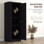 HOMCOM Garde-manger de cuisine 63 pouces à 2 portes, armoire de rangement autoportante avec 5 étagères et 2 étagères réglables pour salle à manger