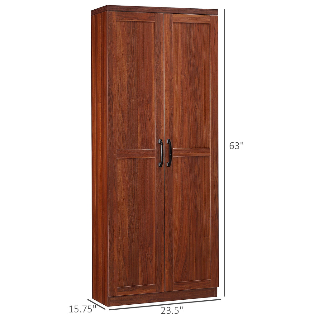 HOMCOM Garde-manger de cuisine 63 pouces à 2 portes, armoire de rangement autoportante avec 5 étagères et 2 étagères réglables pour salle à manger