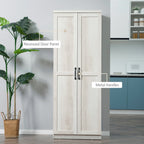 HOMCOM Garde-manger de cuisine 63 pouces à 2 portes, armoire de rangement autoportante avec 5 étagères et 2 étagères réglables pour salle à manger