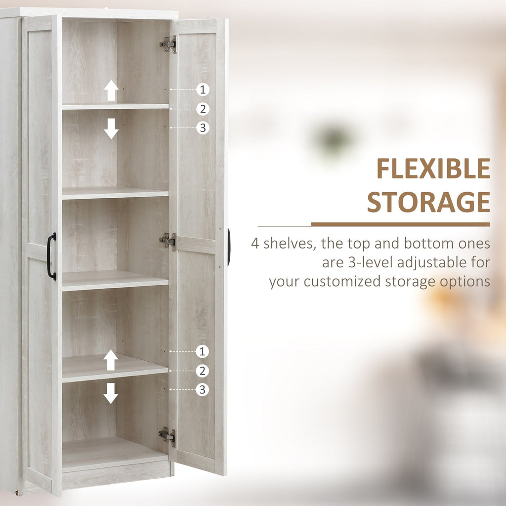 HOMCOM Garde-manger de cuisine 63 pouces à 2 portes, armoire de rangement autoportante avec 5 étagères et 2 étagères réglables pour salle à manger