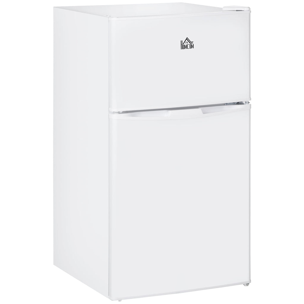 Mini-réfrigérateur HOMCOM à deux portes avec congélateur, réfrigérateur compact de 3,2 pi³ avec étagère réglable, thermostat réglable