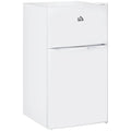 Mini-réfrigérateur HOMCOM à deux portes avec congélateur, réfrigérateur compact de 3,2 pi³ avec étagère réglable, thermostat réglable