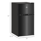 Mini-réfrigérateur HOMCOM à deux portes avec congélateur, réfrigérateur compact de 3,2 pi³ avec étagère réglable, thermostat réglable
