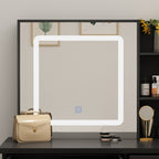 Coiffeuse Kerrogee avec miroir éclairé réglable et tabouret - 100L x 50l x 136H