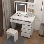 Coiffeuse Kerrogee avec miroir éclairé réglable et tabouret - 100L x 50l x 136H