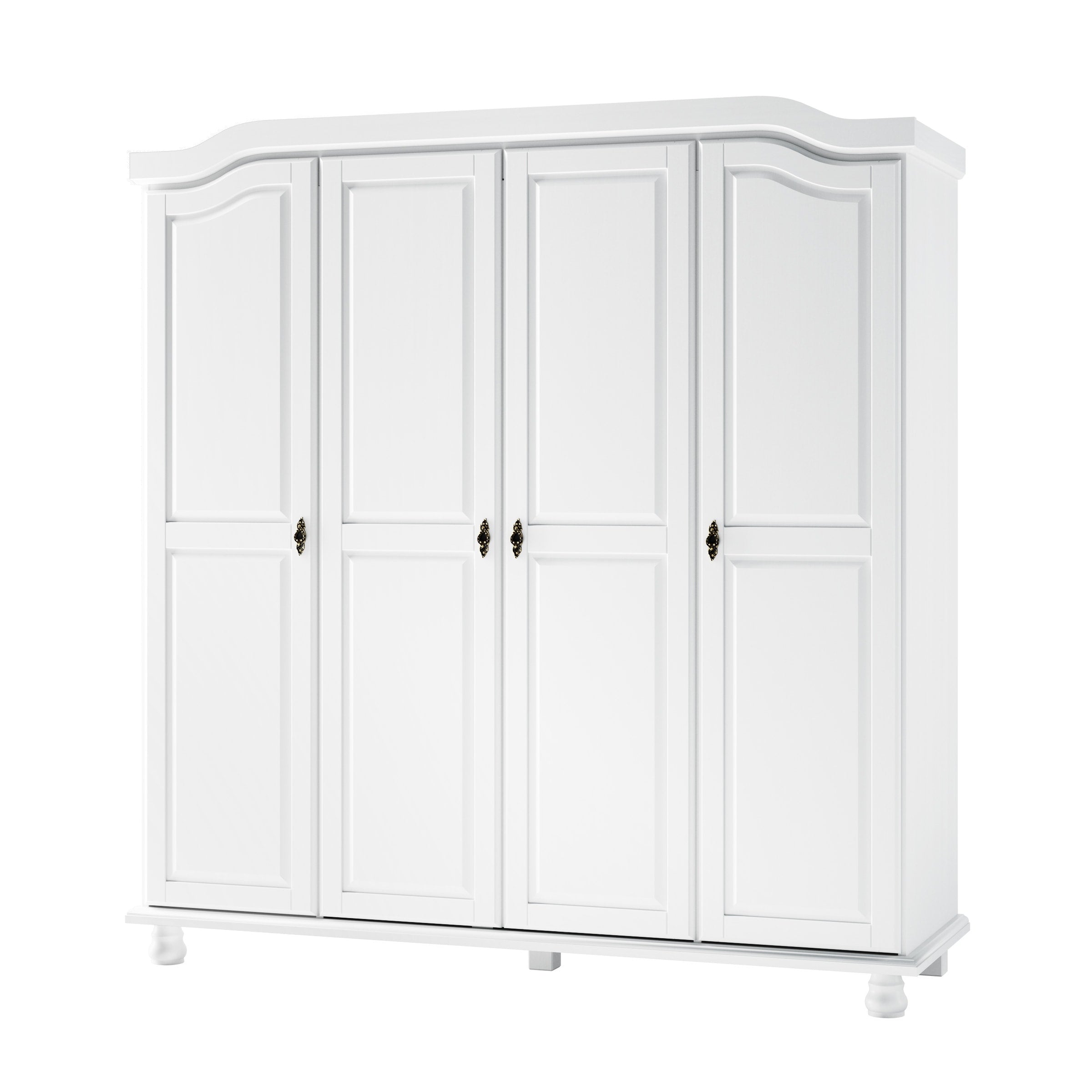 Palace Imports Kyle Armoire 4 portes 100 % en bois massif avec portes en bois massif ou portes miroir