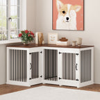 Grand meuble de caisse d'angle pour 2 chiens, cage pour chien en forme de L - 58,7X41,1