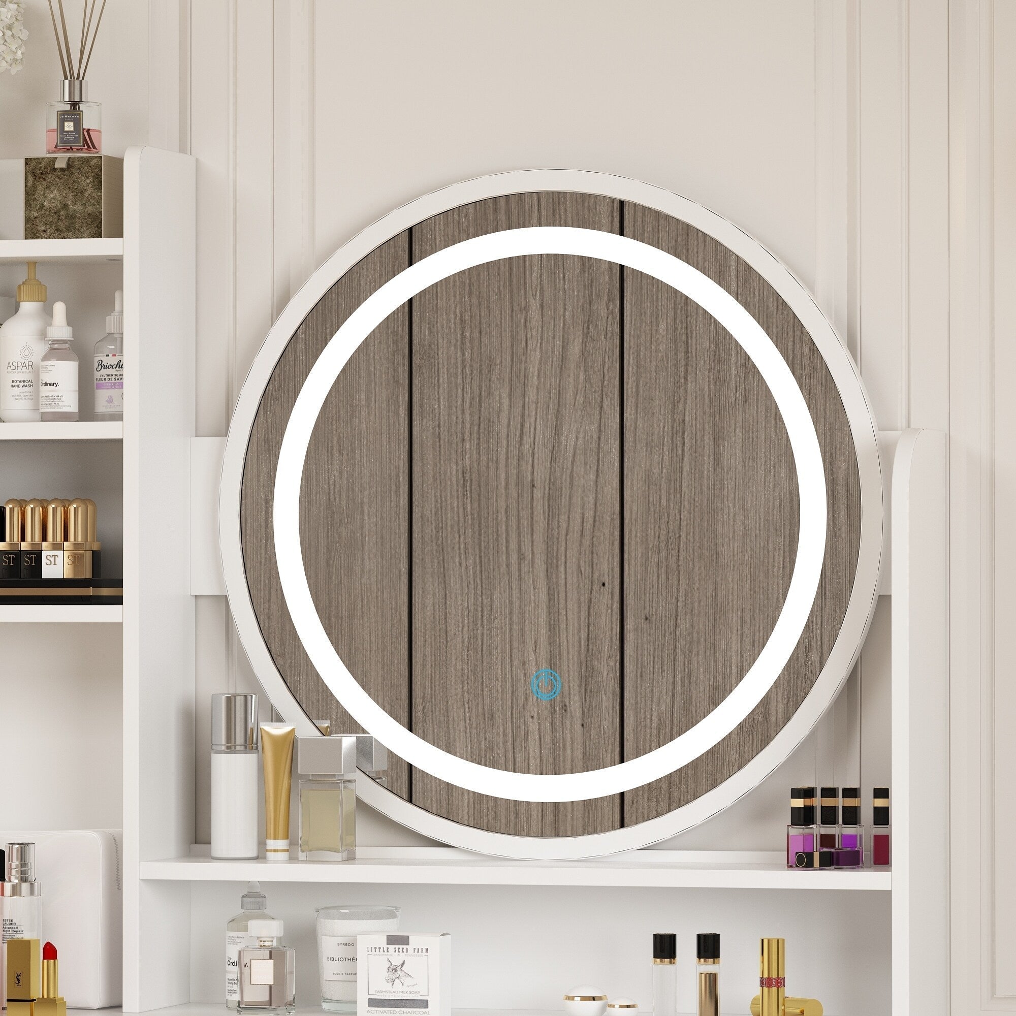 Ensemble de Coiffeuse Maquillage avec Miroir Tactile et Tabouret