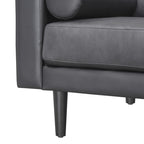Canapé moderne en cuir véritable avec pieds en bois et coussin traversin supplémentaire