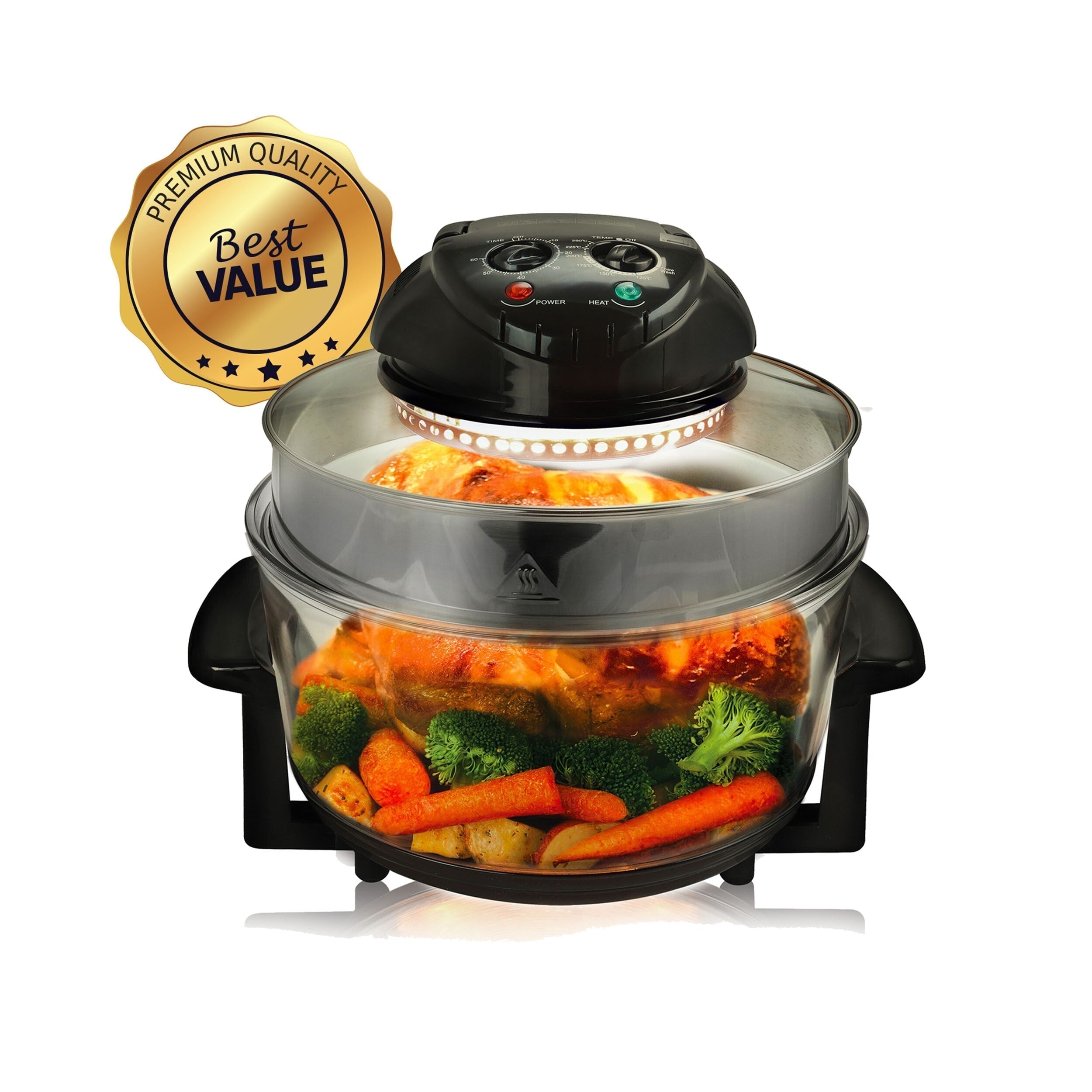 Friteuse à air halogène portable MegaChef de comptoir, noire