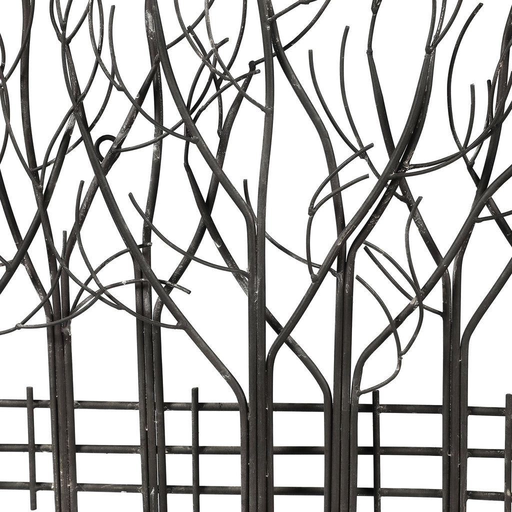 Décoration murale en métal noir : Champ d'arbres