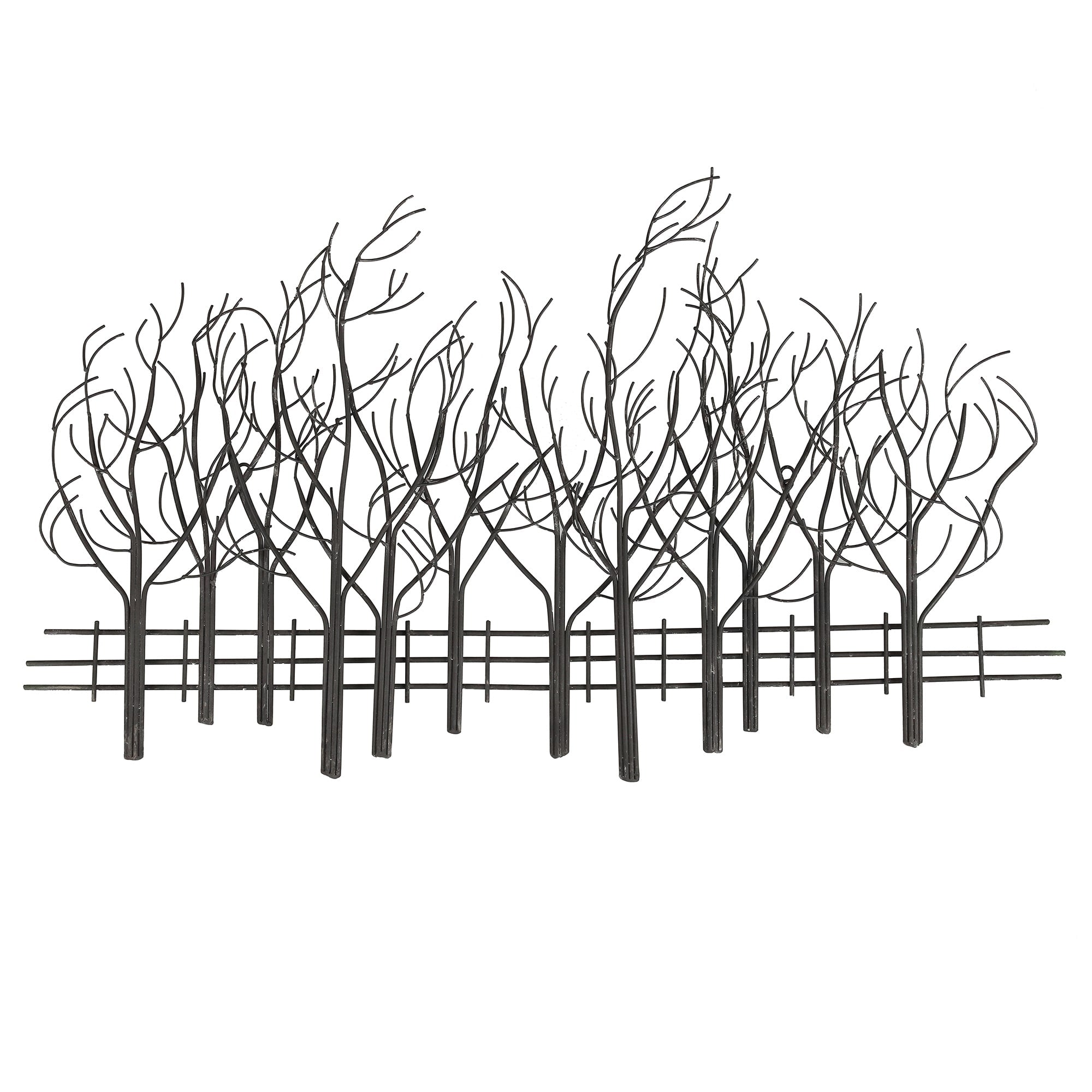 Décoration murale en métal noir : Champ d'arbres