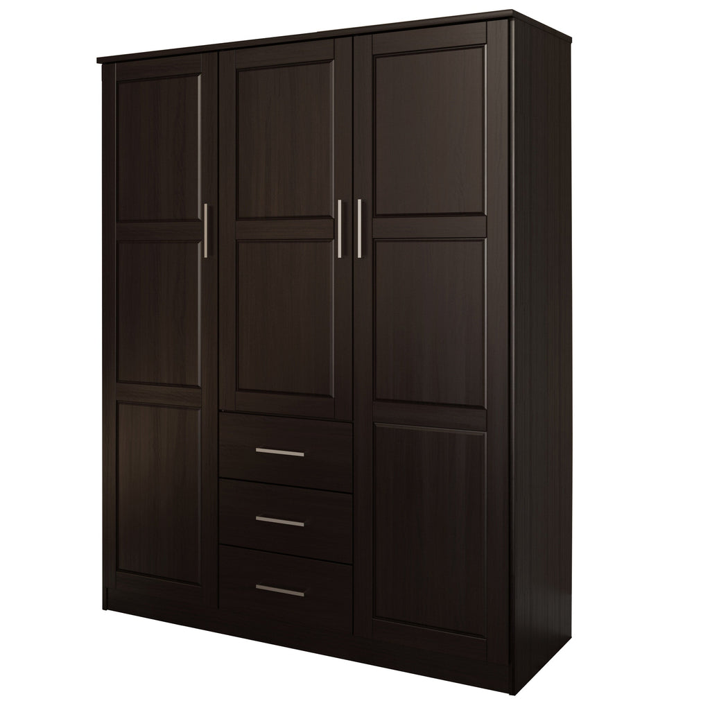 Palace Imports Armoire Cosmo 3 portes 100 % bois massif avec portes en bois massif ou portes miroir