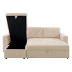 Canapé d'angle réversible avec lit gigogne, méridienne de rangement, pieds durables,