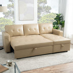 Canapé d'angle réversible avec lit gigogne, méridienne de rangement, pieds durables,