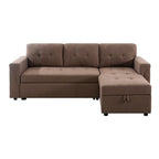 Canapé d'angle réversible avec lit gigogne, méridienne de rangement, pieds durables,