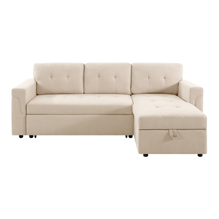 Canapé d'angle réversible avec lit gigogne, méridienne de rangement, pieds durables,