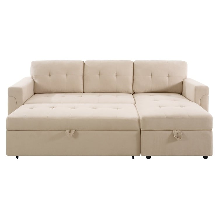 Canapé d'angle réversible avec lit gigogne, méridienne de rangement, pieds durables,