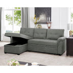 Canapé d'angle réversible avec lit gigogne, méridienne de rangement, pieds durables,