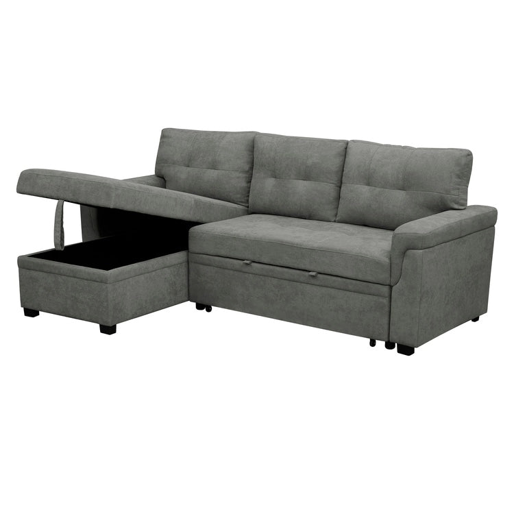 Canapé d'angle réversible avec lit gigogne, méridienne de rangement, pieds durables,