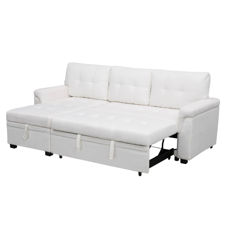 Canapé d'angle réversible avec lit gigogne, méridienne de rangement, pieds durables,