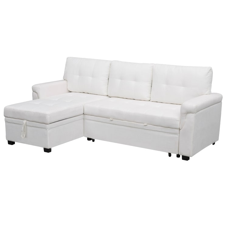 Canapé d'angle réversible avec lit gigogne, méridienne de rangement, pieds durables,