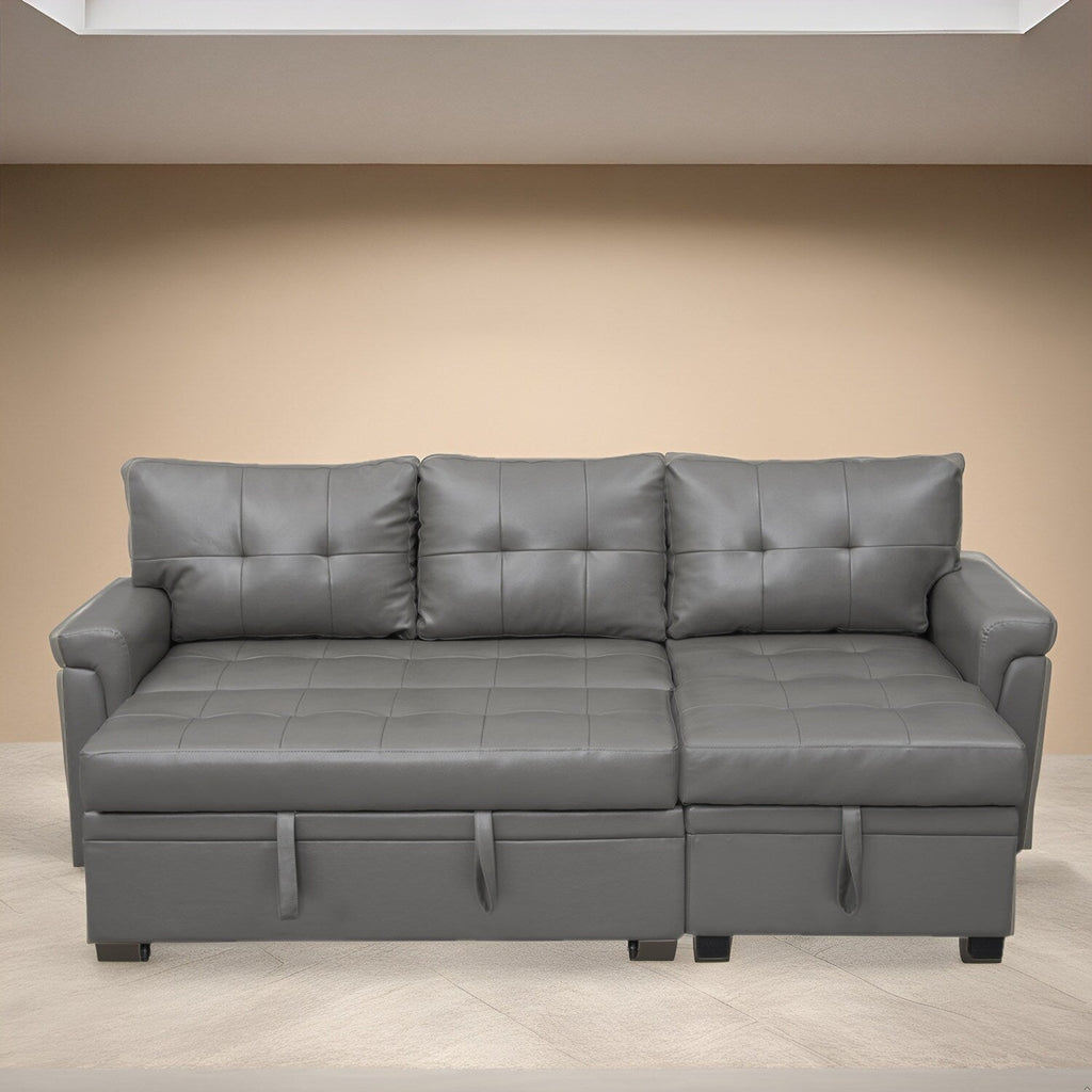 Canapé d'angle réversible avec lit gigogne, méridienne de rangement, pieds durables,