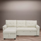 Canapé d'angle réversible avec lit gigogne, méridienne de rangement, pieds durables,