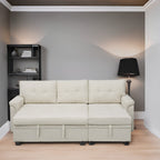 Canapé d'angle réversible avec lit gigogne, méridienne de rangement, pieds durables,