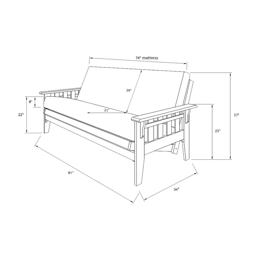 Ensemble de futon rustique pleine grandeur Somette Tucson en noyer avec matelas